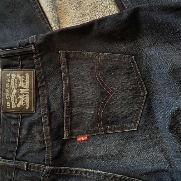 Men's dark blue acid wash Levi's - Picture 3 of 3